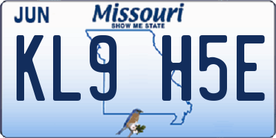 MO license plate KL9H5E