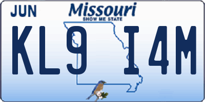 MO license plate KL9I4M