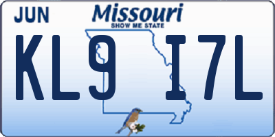 MO license plate KL9I7L