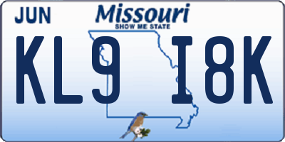 MO license plate KL9I8K