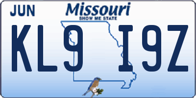 MO license plate KL9I9Z