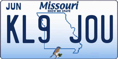 MO license plate KL9J0U