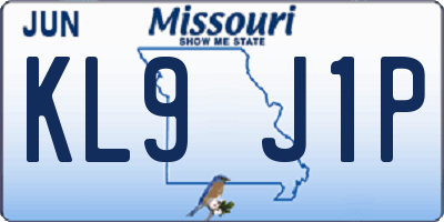 MO license plate KL9J1P