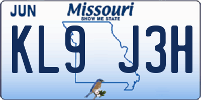 MO license plate KL9J3H