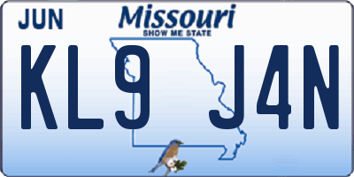 MO license plate KL9J4N
