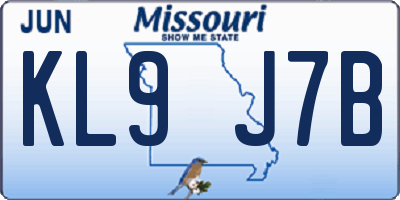 MO license plate KL9J7B