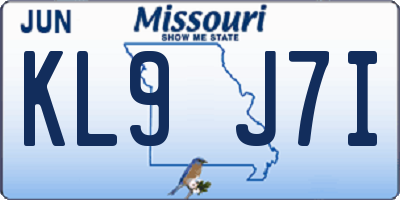 MO license plate KL9J7I