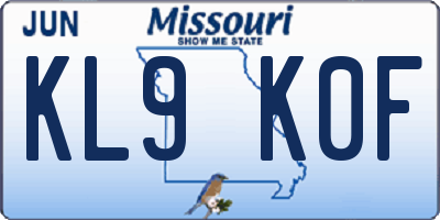 MO license plate KL9K0F