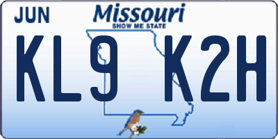 MO license plate KL9K2H