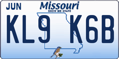 MO license plate KL9K6B
