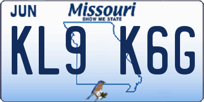 MO license plate KL9K6G