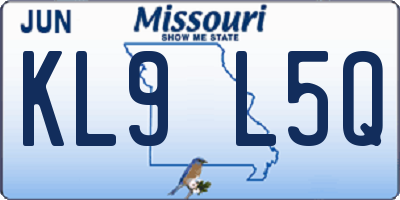 MO license plate KL9L5Q