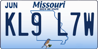 MO license plate KL9L7W