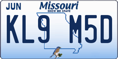 MO license plate KL9M5D