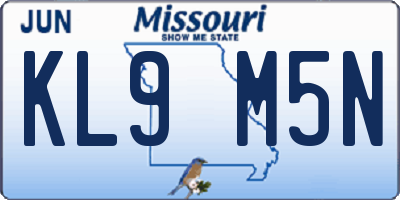 MO license plate KL9M5N