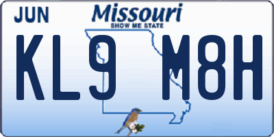 MO license plate KL9M8H