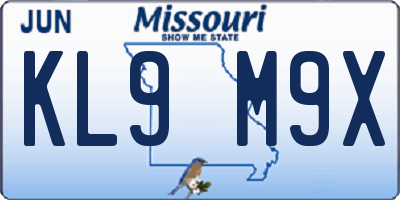MO license plate KL9M9X