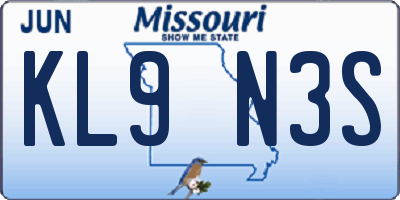 MO license plate KL9N3S