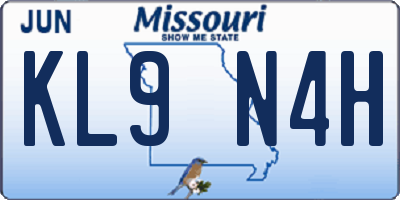 MO license plate KL9N4H
