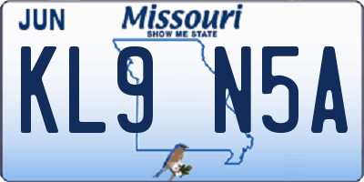 MO license plate KL9N5A