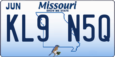 MO license plate KL9N5Q