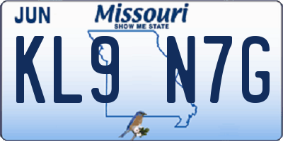 MO license plate KL9N7G