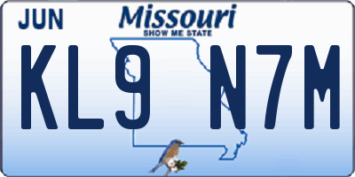 MO license plate KL9N7M