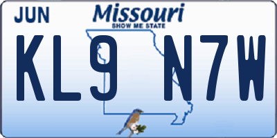 MO license plate KL9N7W