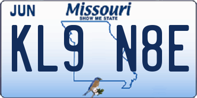 MO license plate KL9N8E