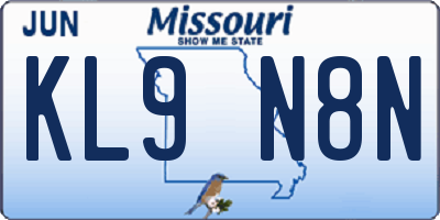 MO license plate KL9N8N