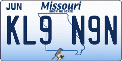 MO license plate KL9N9N