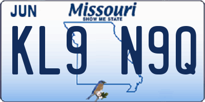 MO license plate KL9N9Q