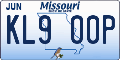 MO license plate KL9O0P