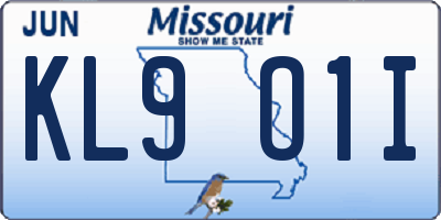 MO license plate KL9O1I