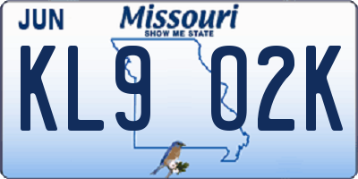 MO license plate KL9O2K