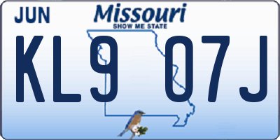MO license plate KL9O7J