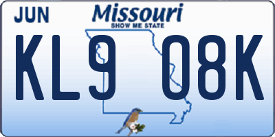 MO license plate KL9O8K