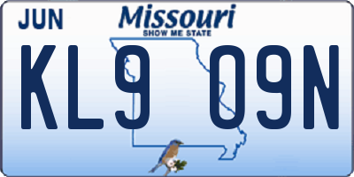 MO license plate KL9O9N