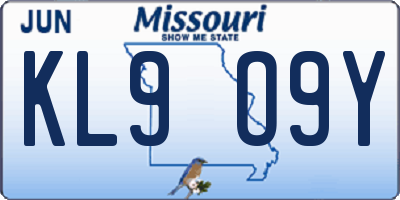 MO license plate KL9O9Y