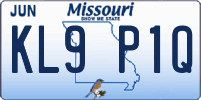 MO license plate KL9P1Q