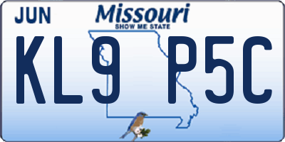 MO license plate KL9P5C