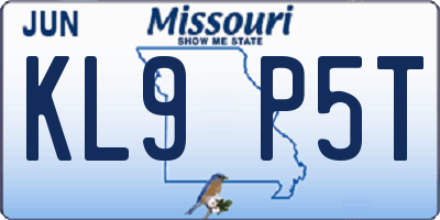 MO license plate KL9P5T