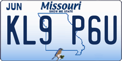 MO license plate KL9P6U