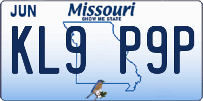 MO license plate KL9P9P