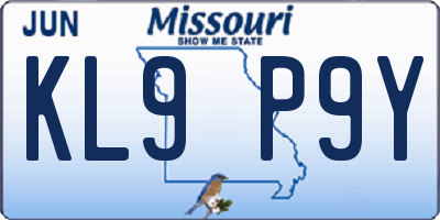 MO license plate KL9P9Y