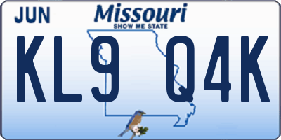 MO license plate KL9Q4K