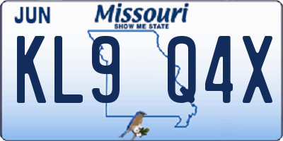 MO license plate KL9Q4X