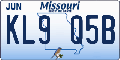 MO license plate KL9Q5B