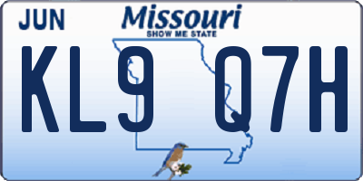 MO license plate KL9Q7H