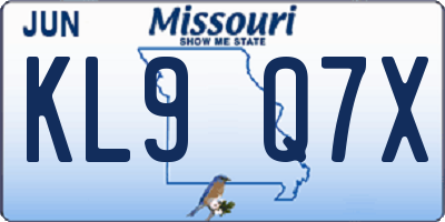 MO license plate KL9Q7X
